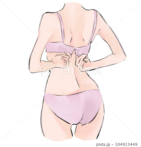後ろ手にブラのホックを外す女性 身体のみ 後ろ手にブラのホックを外す女性 身体のみ 104913449