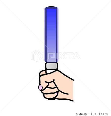 青いペンライトを握る手のイラスト 104913470