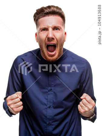 Attractive young man wearing blue shirt, isolated over a white background. Attractive young man wearing blue shirt, isolated over a white background. 104913688
