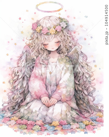 守護天使パステル画[原画]最終値下げ パステル画 天使 （パステル画 ゆるかわ天使さん 『あなたの守護