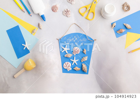 Paper bucket of shells summer idea for kids craft in kindergarten ocean's day Paper bucket of shells summer idea for kids craft in kindergarten ocean's day 104914923