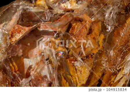 Macro mineral stone Fenster Quartz Crystal on a black background Macro mineral stone Fenster Quartz Crystal on a black background 104915834