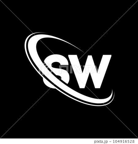 SW logo. S W design. White SW letter. SW/S W...のイラスト素材 