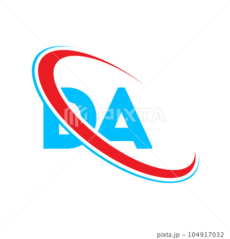 DA D A letter logo design. Initial letter DA linked circle upercase monogram logo red and blue. DA logo, D A design 104917032