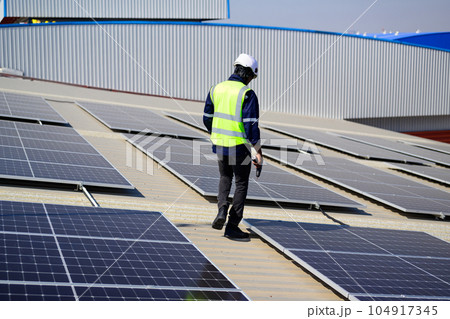 Professional engineer technician with safety helmet operating system 104917345