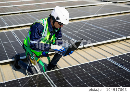 Professional engineer technician with safety helmet checking system Professional engineer technician with safety helmet checking system 104917868