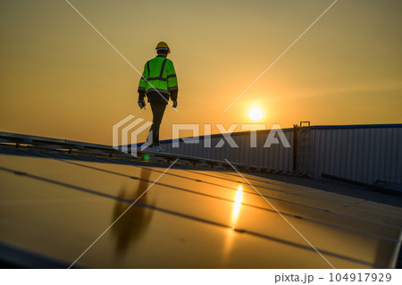 Professional engineer technician with safety helmet checking system 104917929