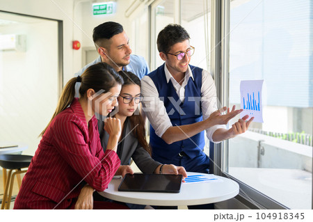 Group of business team meeting and brainstorming at office Group of business team meeting and brainstorming at office 104918345