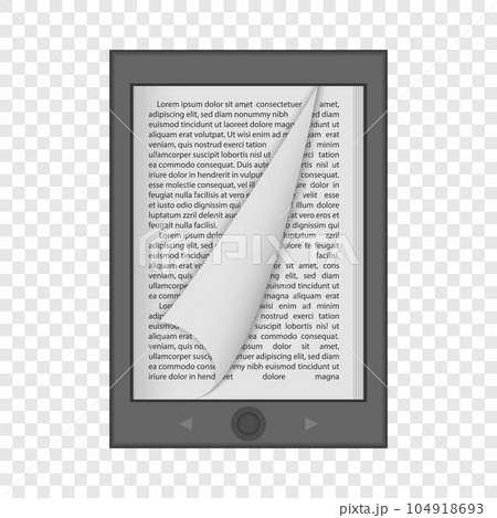Ereader mockup. Realistic illustration of ereader vector mockup for on transparent background 104918693