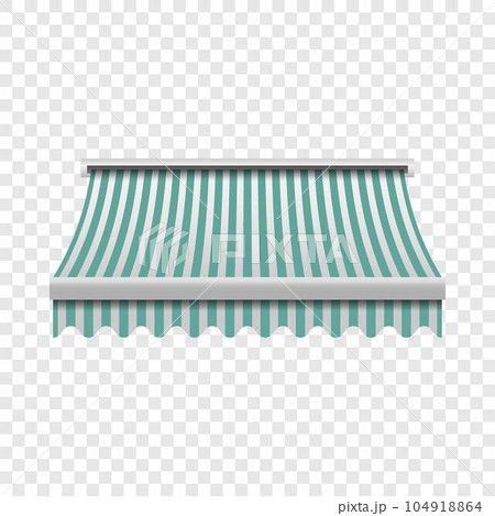 Green white awning mockup. Realistic illustration of green white awning vector mockup for on transparent background 104918864