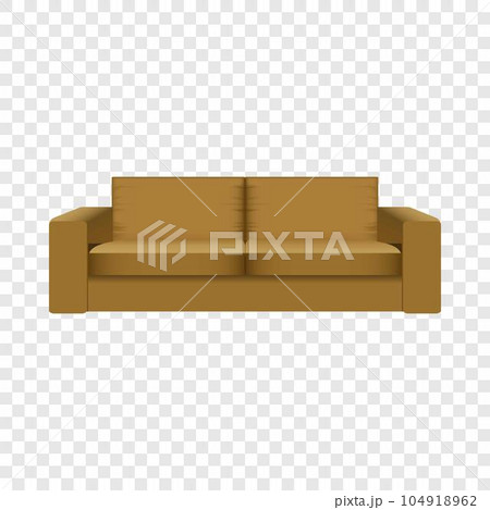 Brown camel sofa mockup. Realistic illustration of brown camel sofa vector mockup for on transparent background 104918962