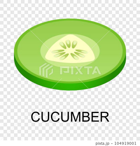 Cut cucumber icon. Isometric of cut cucumber vector icon for on transparent background Cut cucumber icon. Isometric of cut cucumber vector icon for on transparent background 104919001