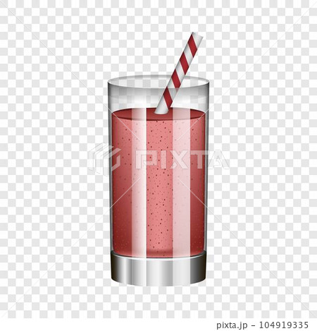 Red smoothie in glass mockup. Realistic illustration of red smoothie in glass vector mockup for on transparent background 104919335