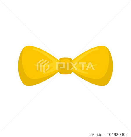 Fashion yellow bow tie icon. Flat illustration of fashion yellow bow tie vector icon for web isolated on white 104920305