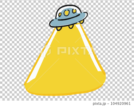 手描き風 UFOとライトの見出しのゆるいイラスト 手描き風 UFOとライトの見出しのゆるいイラスト 104920961