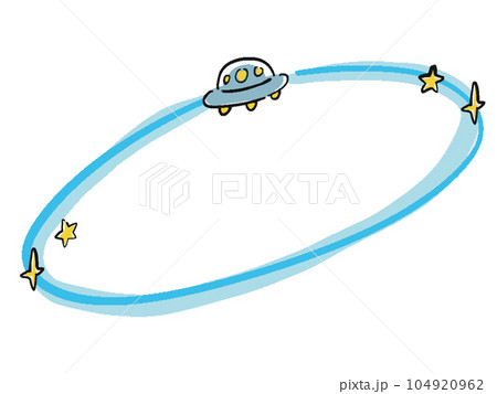 手描き風 UFOのフレームのゆるいイラスト 手描き風 UFOのフレームのゆるいイラスト 104920962