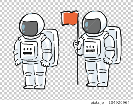 手描き風　宇宙飛行士のゆるいイラストセット 104920964
