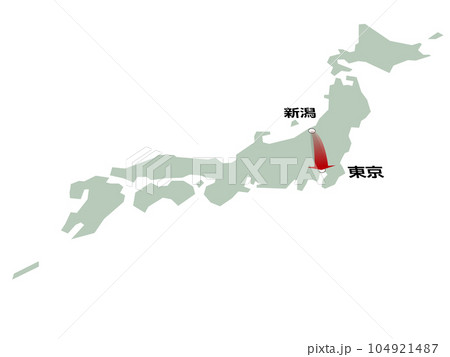 新潟から東京へ向かう立体的な矢印の日本地図 ベクターイラストレーション 新潟から東京へ向かう立体的な矢印の日本地図 ベクターイラストレーション 104921487
