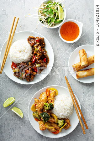 Chinese food on the table 104921824