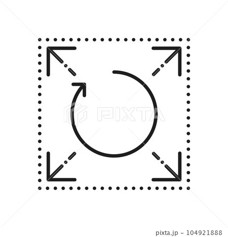 Arrow maximize and rotate icon, arrows expand and resize zoom scale sign. Vector enlarge wide zoom, reduce and resize thin line symbol 104921888
