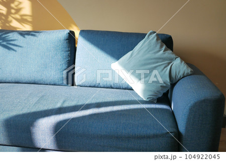 modern grey sofa with pillows in living room at home modern grey sofa with pillows in living room at home 104922045