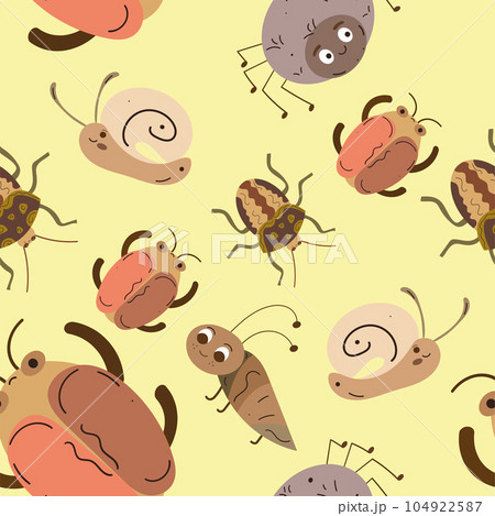 Seamless pattern background with insect sketch...のイラスト素材 [104922587 ...