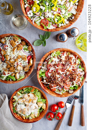 Variety of restaurant style salads 104923228