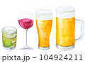 水彩で描いたビールやワインなどのイラスト 104924211