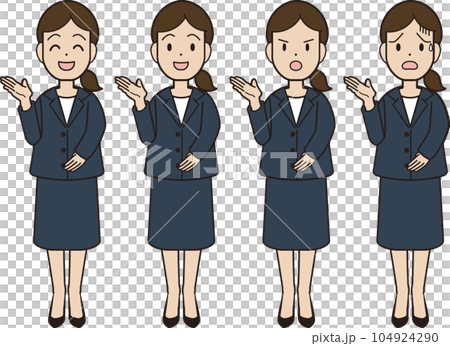 A young woman in a suit Here is your hand Guidance Introduction 104924290