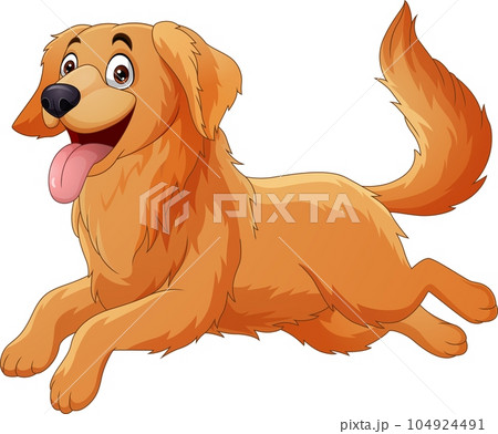 Cute happy dog cartoon running Cute happy dog cartoon running 104924491