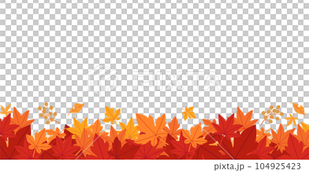 秋の葉と木の実の背景素材　白背景 104925423
