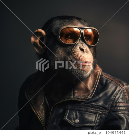 Image of a chimpanzee wore sunglasses and woreのイラスト素材