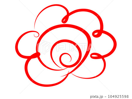はなまるマーク シンプルな手描き風 赤ペンのはなまるスタンプのイラスト アイコン素材 104925598