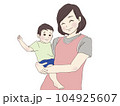 こどもを抱っこする保育園の先生 104925607