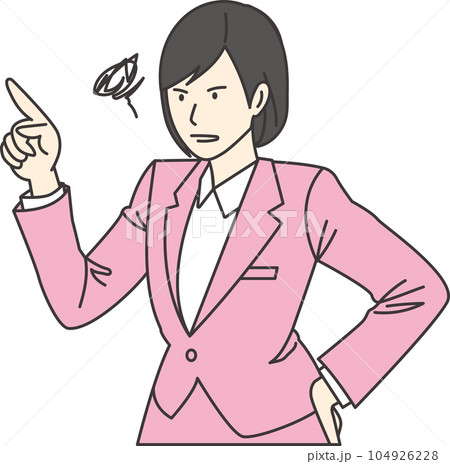スーツを着た女性が怒っているイラスト スーツを着た女性が怒っているイラスト 104926228