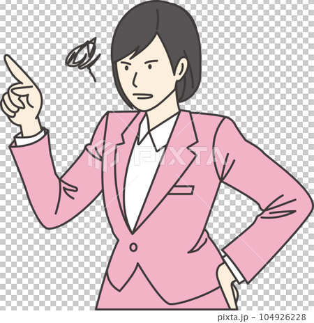 スーツを着た女性が怒っているイラスト スーツを着た女性が怒っているイラスト 104926228