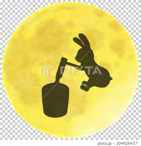 The full moon Cute silhouette material of a rabbit pounding mochi under the full moon 104926437