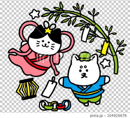 貓和狗七夕七月插畫 104926676