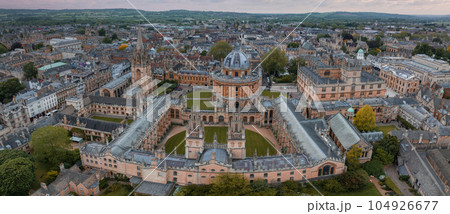 Aerial view over the city of Oxford with Oxford University. Radcliffe Camera and All Souls College, Oxford University, Oxford, UK Aerial view over the city of Oxford with Oxford University. Radcliffe Camera and All Souls College, Oxford University, Oxford, UK 104926677