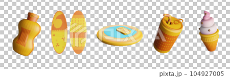 3D icon summer collection rendered isolated on the transparent background 104927005