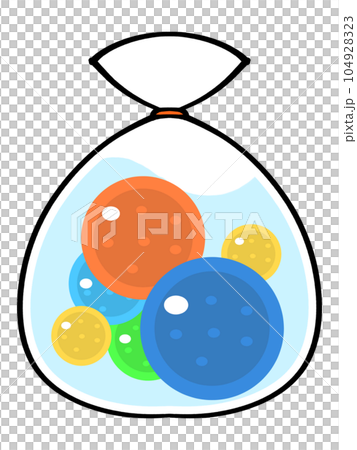 袋入りスーパーボールのイラスト素材 104928323