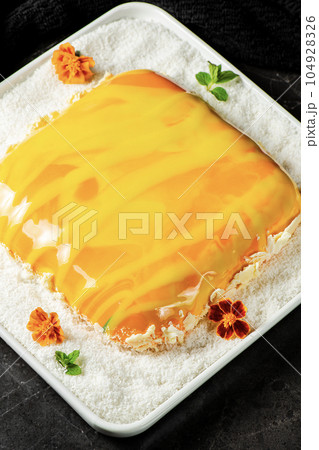 Mango and Coconut Cream Entremet Cake Mango and Coconut Cream Entremet Cake 104928326