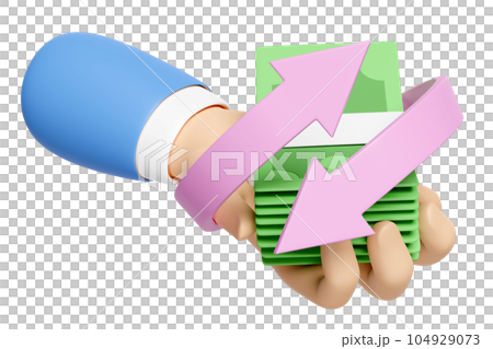 3D cartoon hands holding banknote stack icons isolated. quick credit approval or loan approval transfer, arrows, cashback, saving money wealth business, 3d render illustration 3D cartoon hands holding banknote stack icons isolated. quick credit approval or loan approval transfer, arrows, cashback, saving money wealth business, 3d render illustration 104929073