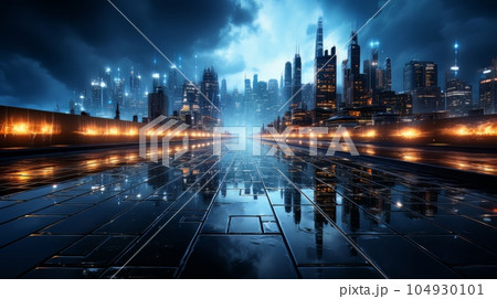 Smart city and communication network concept. 5G telecommunication. Digital Landscape AI Smart city and communication network concept. 5G telecommunication. Digital Landscape AI 104930101