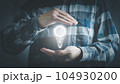 Futuristic light bulb for new idea concept with innovation and inspiration, 104930200