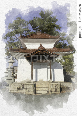 水彩画風　教善寺　倉庫　広島県東広島市 104930376