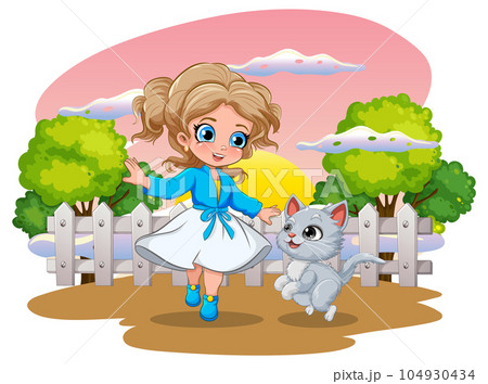 Cute girl dancing isolated 104930434