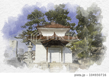 水彩画風 教善寺 倉庫 広島県東広島市 水彩画風 教善寺 倉庫 広島県東広島市 104930716