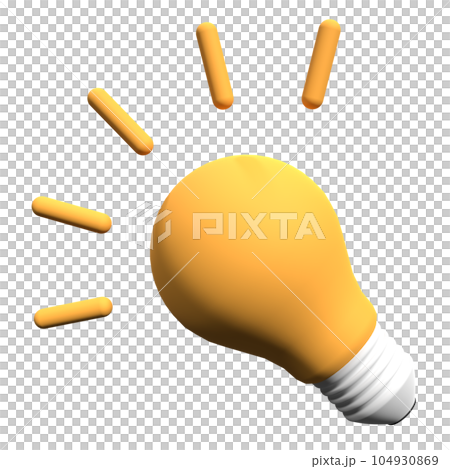3d lamp illustration. 3d yellow light bulb icon. Light bulb with rays shine. Energy and idea symbol. 3d render illustration 3d lamp illustration. 3d yellow light bulb icon. Light bulb with rays shine. Energy and idea symbol. 3d render illustration 104930869