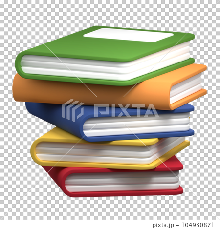 3d render books. 3d render multicolor book icon. Stack of multicolored books. Reading hobby and education. 3d render illustration 3d render books. 3d render multicolor book icon. Stack of multicolored books. Reading hobby and education. 3d render illustration 104930871